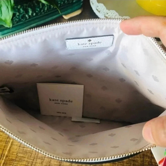 Kate Spade New York Clear Zip Pouch Clutch with Rainbow Tassel NWT